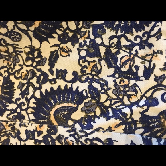 Tory Burch Paisley Blue White and Peach Capris Pants - Picture 3 of 14